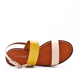 Flat sandals in a material mix for women