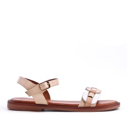 Flat sandals in a material mix for women
