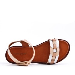 Flat sandals in a material mix for women