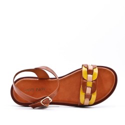 Flat sandals in a material mix for women