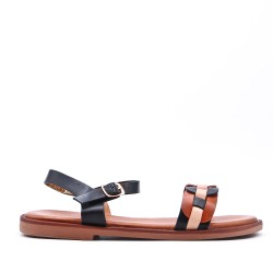 Flat sandals in a material mix for women