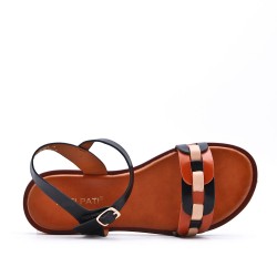 Flat sandals in a material mix for women