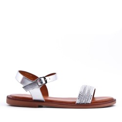 Flat sandals in a material mix for women