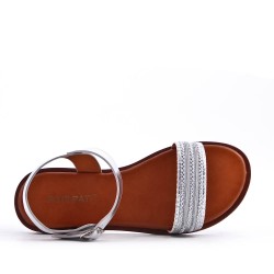 Flat sandals in a material mix for women