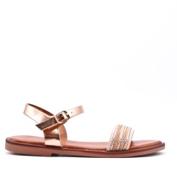 Flat sandals in a material mix for women