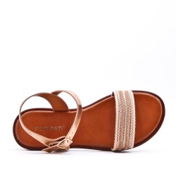 Flat sandals in a material mix for women