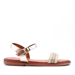 Flat sandals in a material mix for women