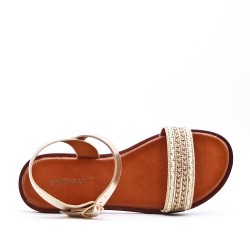 Flat sandals in a material mix for women