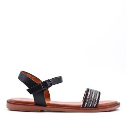 Flat sandals in a material mix for women