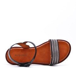 Flat sandals in a material mix for women