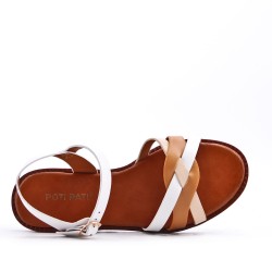 Flat sandals in a material mix for women