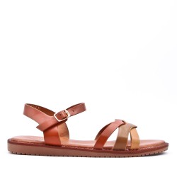Flat sandals in a material mix for women