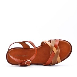 Flat sandals in a material mix for women