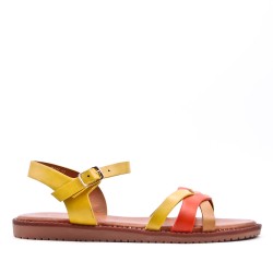 Flat sandals in a material mix for women