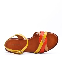 Flat sandals in a material mix for women
