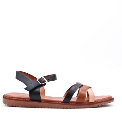 Flat sandals in a material mix for women