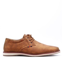 Lace-up faux leather derby