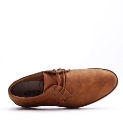 Lace-up faux leather derby