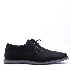 Lace-up faux leather derby