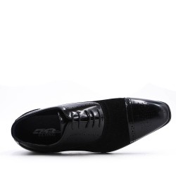 Lace-up faux leather derby