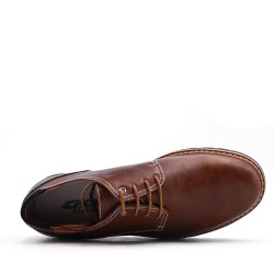 Lace-up faux leather derby