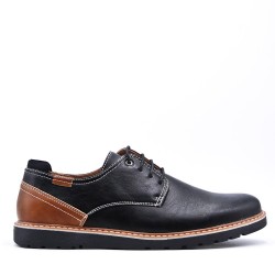 Lace-up faux leather derby