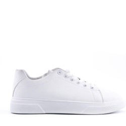 Lace-up faux leather tennis