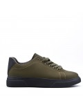 Lace-up faux leather tennis