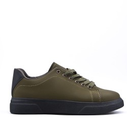 Lace-up faux leather tennis