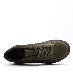 Lace-up faux leather tennis 