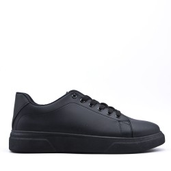 Lace-up faux leather tennis