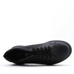 Lace-up faux leather tennis 