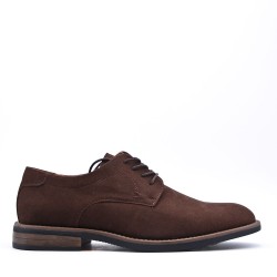 Lace-up faux leather derby