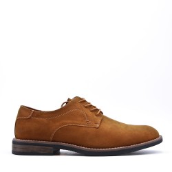 Lace-up faux leather derby