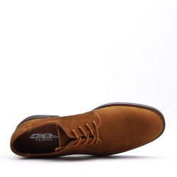 Lace-up faux leather derby