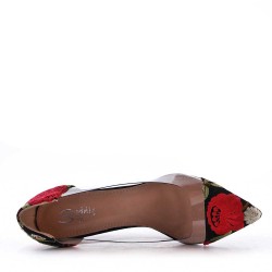 Sandal in mixed materials for women