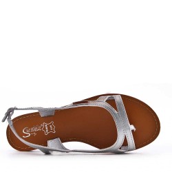 Flat sandals in faux leather for women