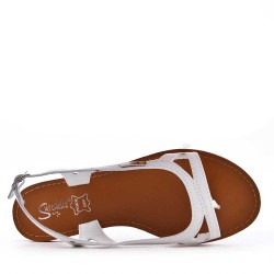 Flat sandals in faux leather for women