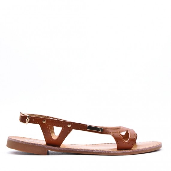 Flat sandals in faux leather for women