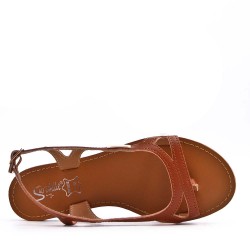 Flat sandals in faux leather for women