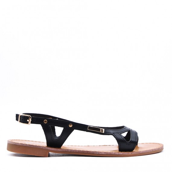 Flat sandals in faux leather for women