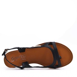 Flat sandals in faux leather for women