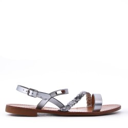 Flat sandals in faux leather for women