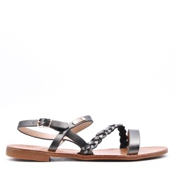 Flat sandals in faux leather for women