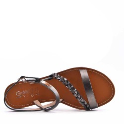 Flat sandals in faux leather for women