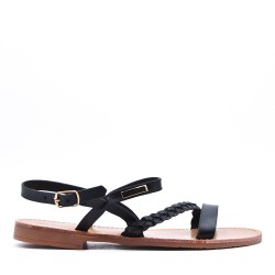 Flat sandals in faux leather for women