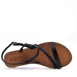 Flat sandals in faux leather for women