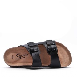 Flat sandals in faux leather for women