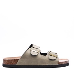 Flat sandals in faux leather for women