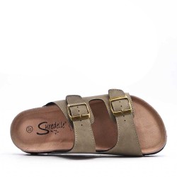 Sandale plat en simili cuir pour femme